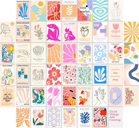 Buy MUCHIC Room Decor Aesthetic Pictures 50PCS, Danish Pastel Wall ...