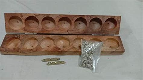 Traditional Special Wooden Pallankuzhi Set / Shells & Box and thayam ...