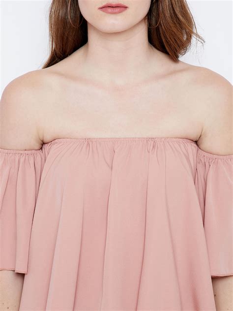 Pink Solid Bardot Top – Berrylush