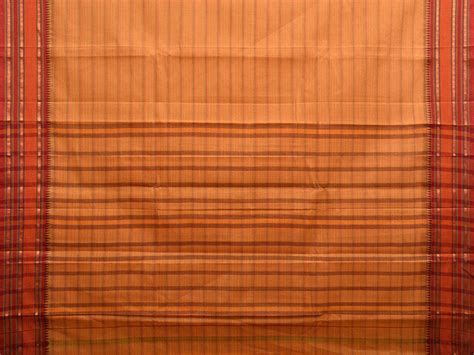 Mustard and Rust Narayanpet Cotton Handloom Saree with Strips Design N ...