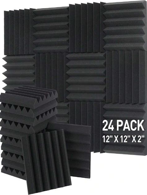 24 Pack Black Voice Absorb echo Acoustic Foam Panel Wedge Studio ...