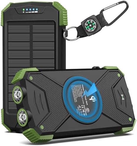 BLAVOR Solar Charger Power Bank, Qi Wireless Charger 10,000Mah External ...