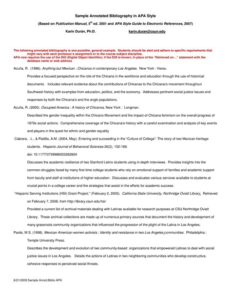 Apa Format Annotated Bibliography Template - Modern Resume Template Word