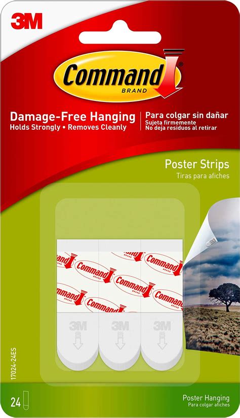 Command Poster Hanging Strips, Small, White, 24-Strips (17024-24ES ...