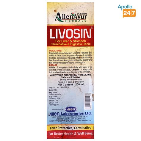 Livosin Syrup, 200 ml Price, Uses, Side Effects, Composition - Apollo ...
