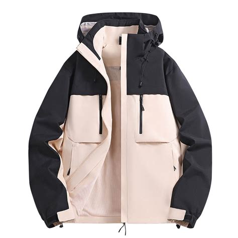 AnuYalue Mens Color Block Jackets Waterproof Windproof Softshell Hooded ...
