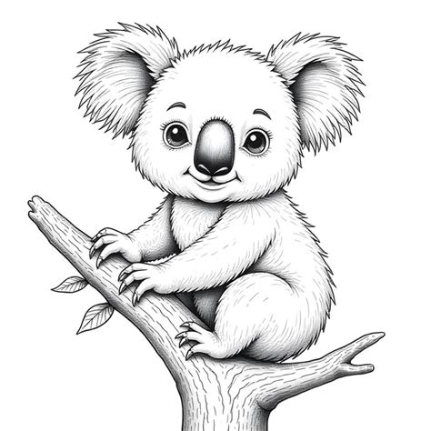 Koala drawing vector illustration coloring page | Premium AI-generated ...