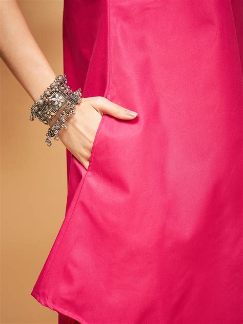 Fuchsia Short Kurta Palazzo Set