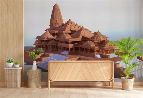 Buy Ram Mandir Wallpaper for Wall Online in India - Magic Decor