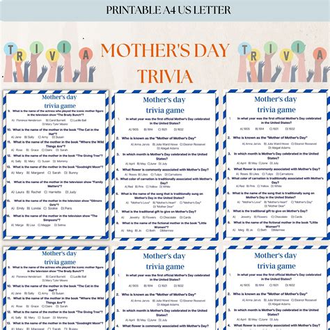 Mother's Day Trivia, Printable Mothers Day Games for Kids and Adults, Mother's Day Activity ...