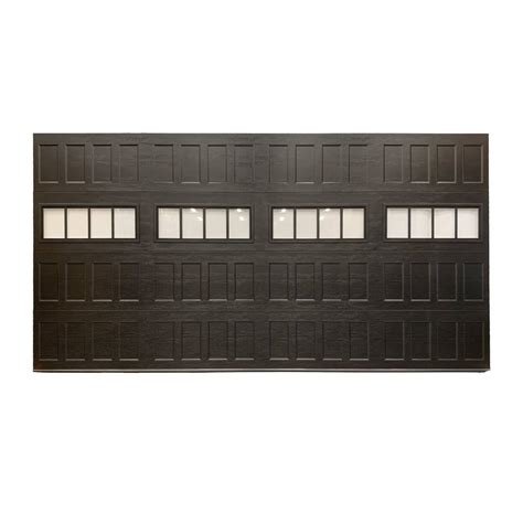 Bridgeport 16 ft x 8 ft Insulated Black Garage Door with Windows ...