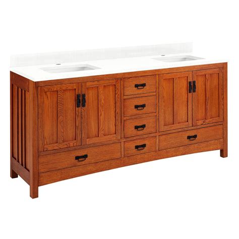 72" Maybeck Dbl Vanity - Tinted Oak with Rect Undermount Sinks ...