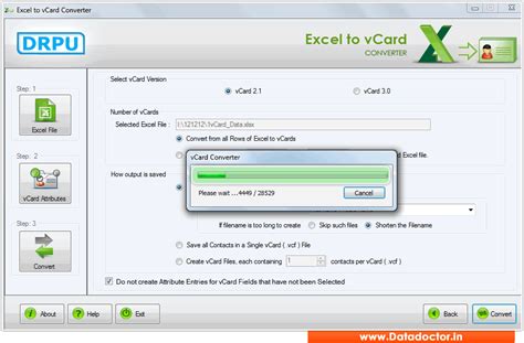 Screenshots of Excel to vCard converter software convert contacts excel ...