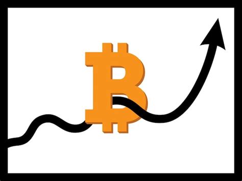 Uptrend line arrow breaking through bitcoin sign on white color ...
