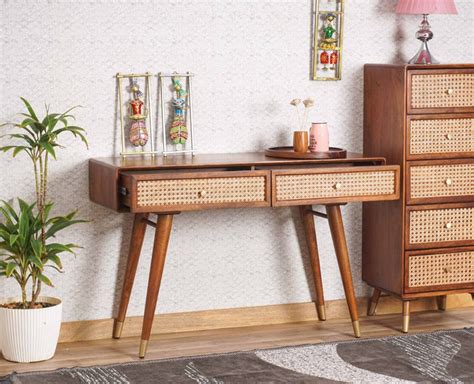 Boston Solid Wood Rattan Cane Console Table-Buy Online Today
