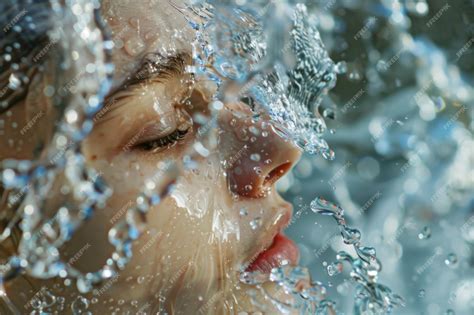 Premium Photo | Dynamic water splash on face refreshing moment ai created