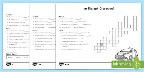-ar Digraph Crossword Differentiated Worksheet - Twinkl