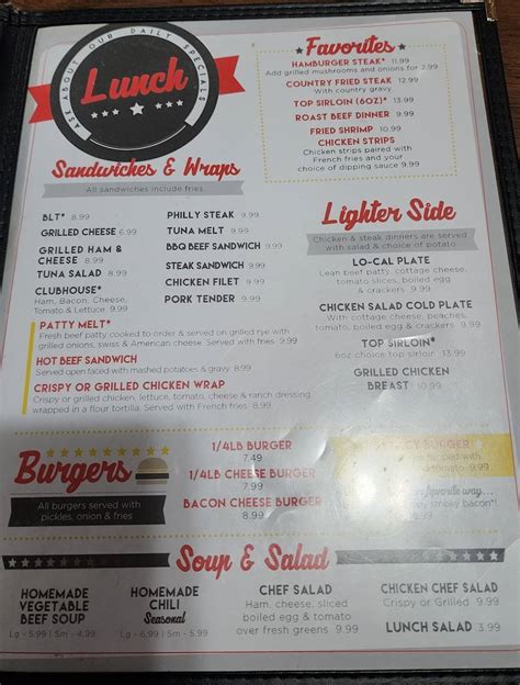 Menu at Stacy's Restaurant, Junction City