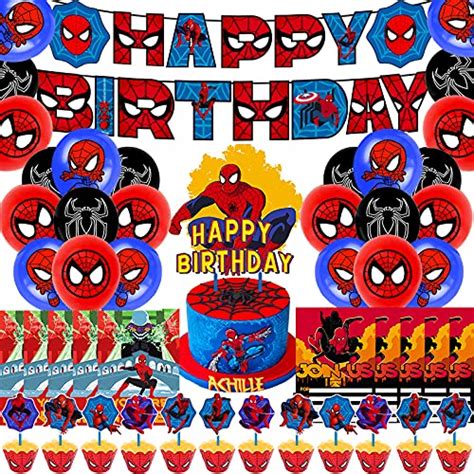 Qici Spiderman Party Decorations Favors Birthday Spiderman Happy ...
