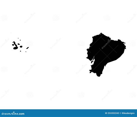 Ecuador Map. .Ecuadorian Country Map. Black And White National Nation Outline Geography Border ...
