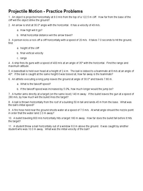 Basic Projectile Motion Practice Problems 的图像结果