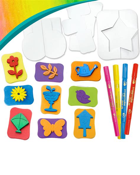Imagimake DIY Garden Stamp Art-Wash & Reuse-Art & Craft Kit-36M+-Extra ...