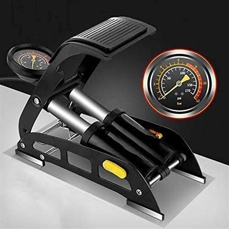 MICHELIN 12208 Digital Single Barrel Foot Pump with Rubber Feet (Black ...