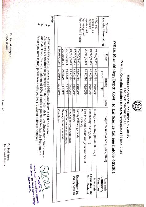 MAPC Practical Schedule TEE June 2024 - INDIRA GANDHI NATIONAL OPEN ...
