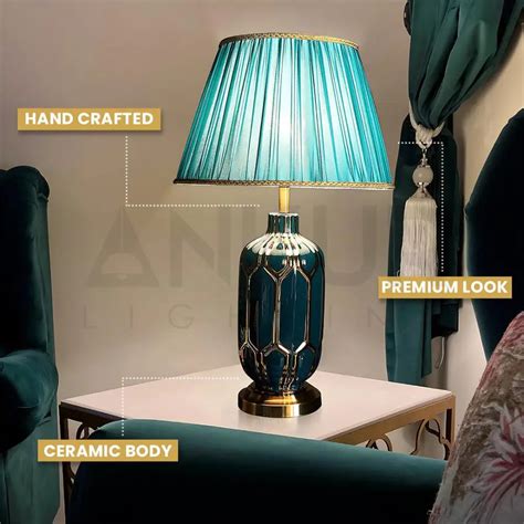 ANKUR BLEEN CERAMIC TABLE LAMP BEDSIDE LAMP at the lowest price in India.