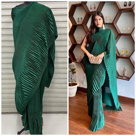 Satin Silk Pleated Saree - ShopLance