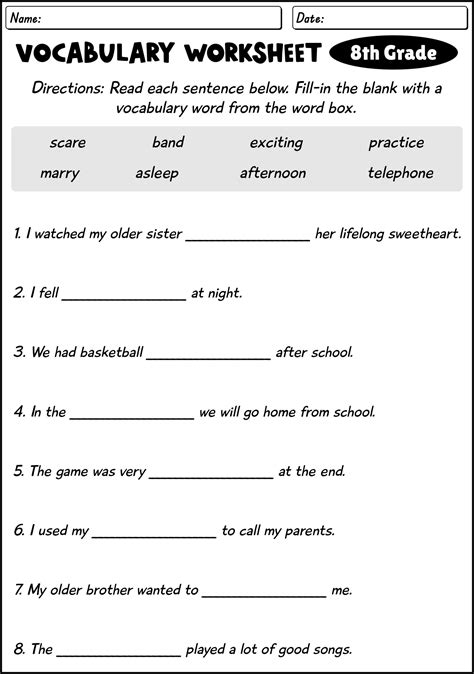 16 8th Grade Vocabulary Worksheets - Free PDF at worksheeto.com