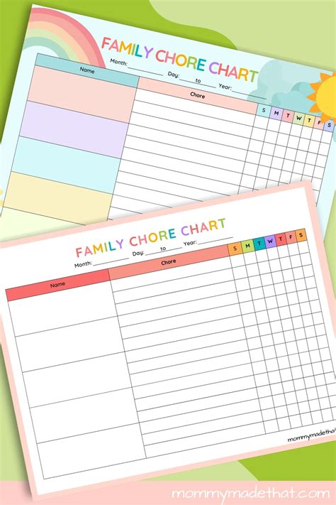 Family Chore Charts (Free Printable Templates)