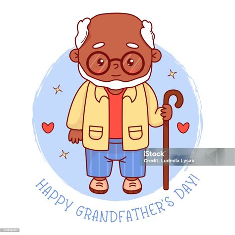 Black Ethnic Granddad Happy Grandfathers Day Card Cute Elderly ...