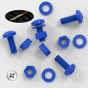 20 x Blue Pan Head Screws Polypropylene (PP) Plastic Nuts and Bolts ...