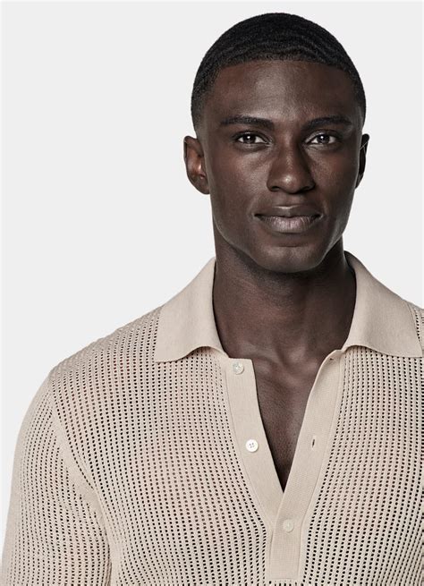 Sand Crochet Polo in Cotton Silk | SUITSUPPLY
