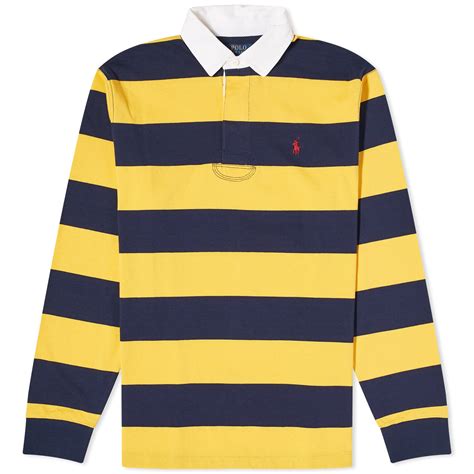 Polo Ralph Lauren Stripe Rugby Shirt Cruise Navy & Gold Bugle | END. (AR)