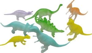 ASIAN HOBBY CRAFTS Glow In The Dark Rubber Animals (Set of 8) Dinosaur ...