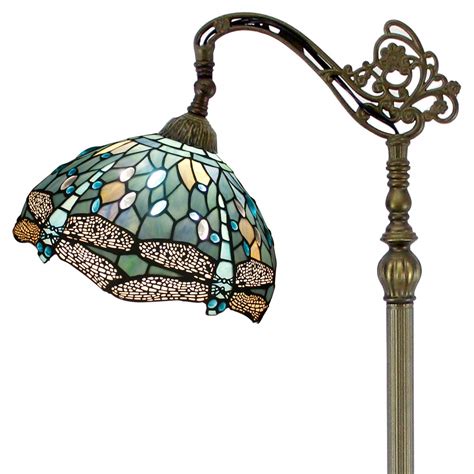 Tiffany Style Reading Floor Lamp W12H64 Inch Sea Blue Stained Glass ...