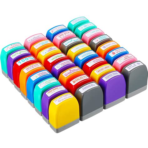 32 Pcs Teacher Stamps for Grading Stamps Motivational Encouraging ...