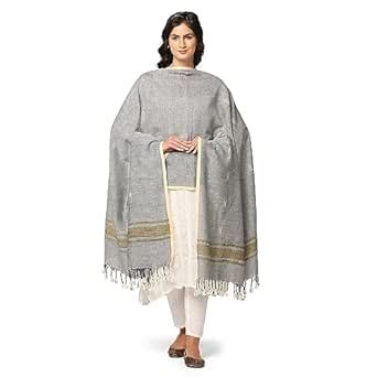 Buy THE WEAVE TRAVELLER Woven Buti Cotton Linen Dupatta with Pom Pom at ...