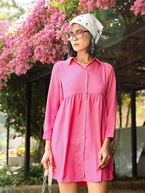 Buy ONLY Women Pink Shirt Dress - Dresses for Women 19406452 | Myntra