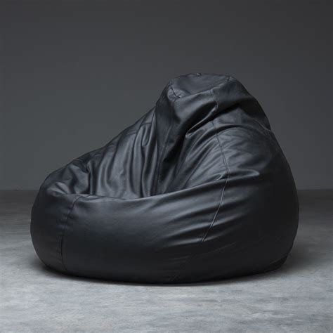 'Sacco' Bean Bag in Black Faux Leather by Zanotta, 1960s