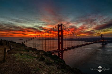 Golden Gate Bridge and San Francisco Skyline at Sunrise