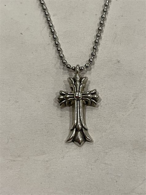Chrome Hearts Chrome Hearts Double Cross Pendant Ball Chain Necklace ...