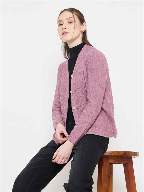 Madame V-Neck Pink Cardigan with Buttons