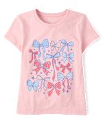 Girls Short Sleeve Americana Bows Graphic Tee - PINK | The Children's Place