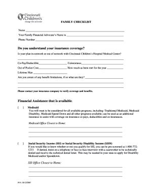 Fillable Online cincinnatichildrens Family Referral Checklist ...