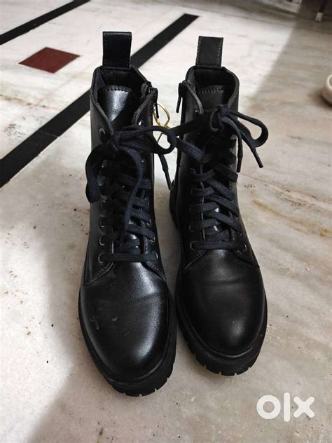 Women textured vegan leather high top boots size 5 heels - Women ...