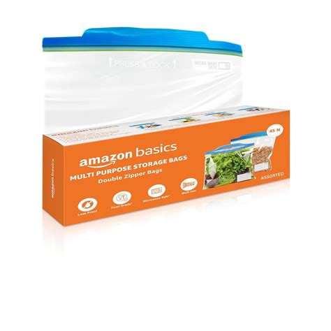 Amazon Basics - Multipurpose Zip Lock Storage Bags | 45 Count ...