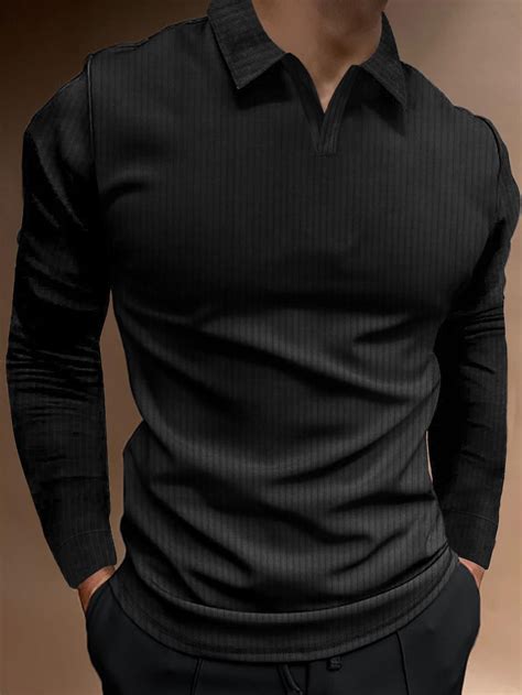Manfinity Homme Hombres Camisa polo unicolor tejida de canalé | Moda de ...